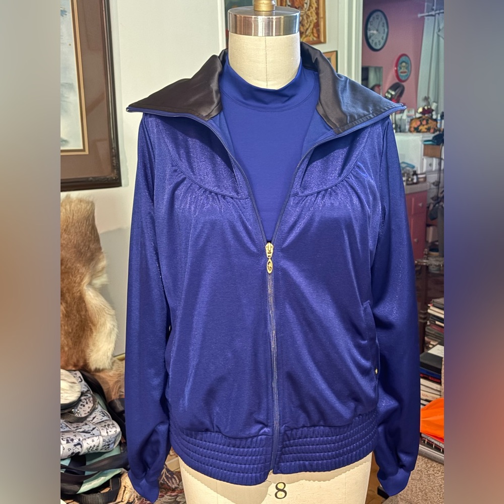 Champion Royal Blue Track Jacket & Mock-Neck Top Set 2000s Y2K Athleisure L